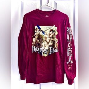 Attack on Titan Season 3 Long Sleeve Burgundy Shirt